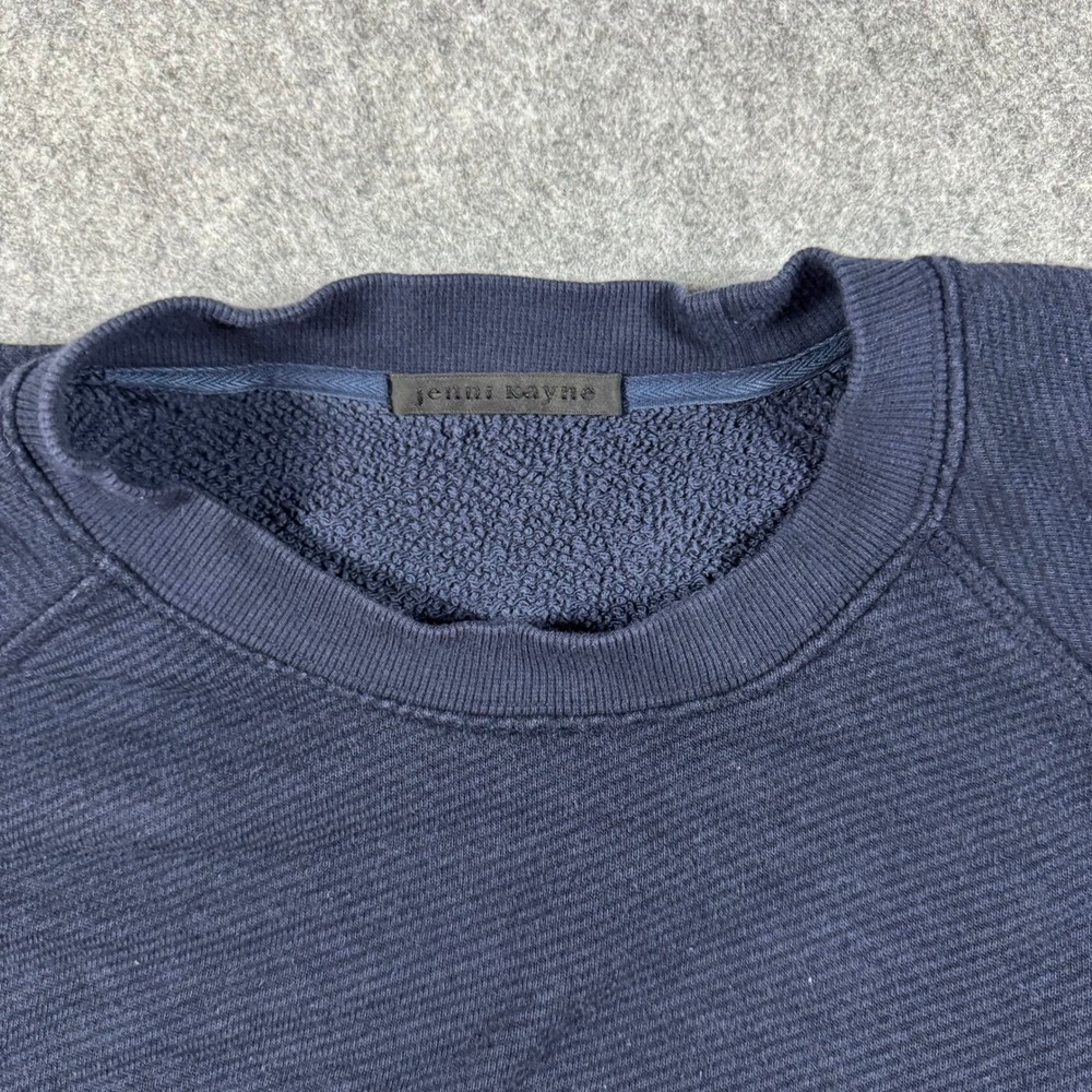 Jenni Kayne Sweatshirt Womens XXL Navy Blue Raglan Crewneck Cotton Blend Ribbed - Picture 3 of 7